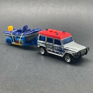 Matchbox SOS Mercedes-Benz 280 GE Silver SUV White Water Raft Boat Diecast 1/64